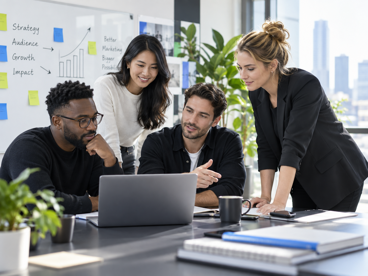 SaaS team collaborating on a digital growth strategy