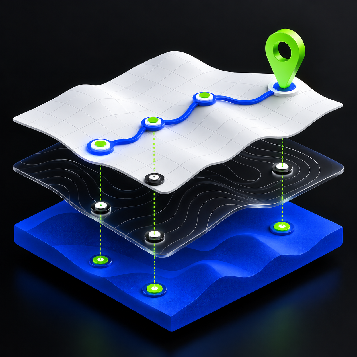 Layered pathways representing an audit and growth roadmap